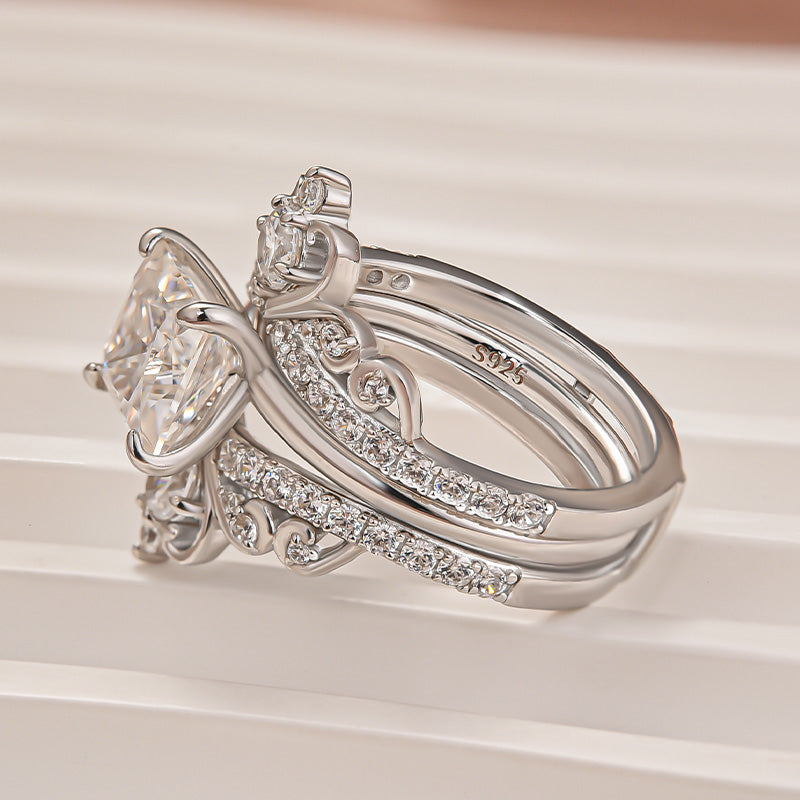 Aurevyn Moissanite 2.0 Ct Princess Cut Solitaire White Gold Engagement Ring with Enhancer Ring