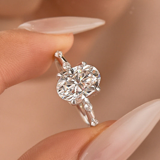 Aurevyn Moissanite 2.5Ct Oval Cut White Gold Engagement Ring
