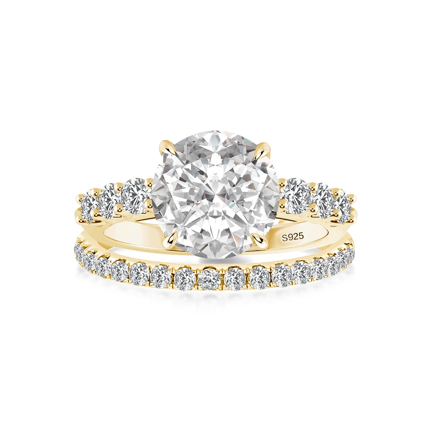 Aurevyn 4.0 Ct Round Cut Yellow Gold Moissanite Diamond Wedding Ring
