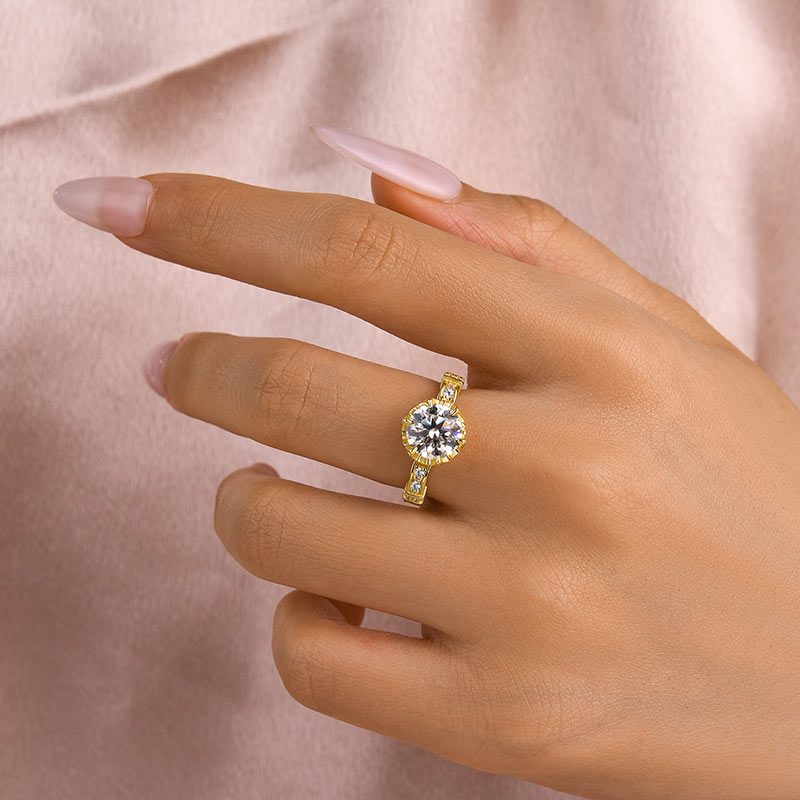 Aurevyn 2.0Ct Round Cut Yellow Gold Promise Bridal Ring