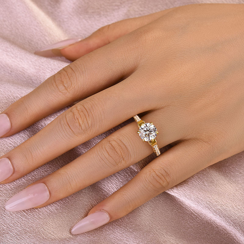 Aurevyn 2.0 Ct Bow Base Design Yellow Gold Promise Bridal Ring