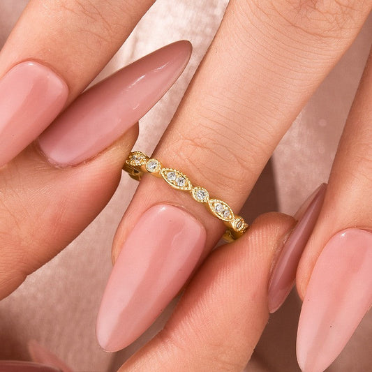 Aurevyn Moissanite 0.3Ct Yellow Gold Pavé Eternity Wedding Ring