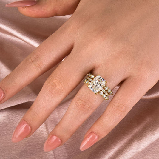 Aurevyn Moissanite 4.5 Ct Radiant Cut Yellow Gold Wedding Ring