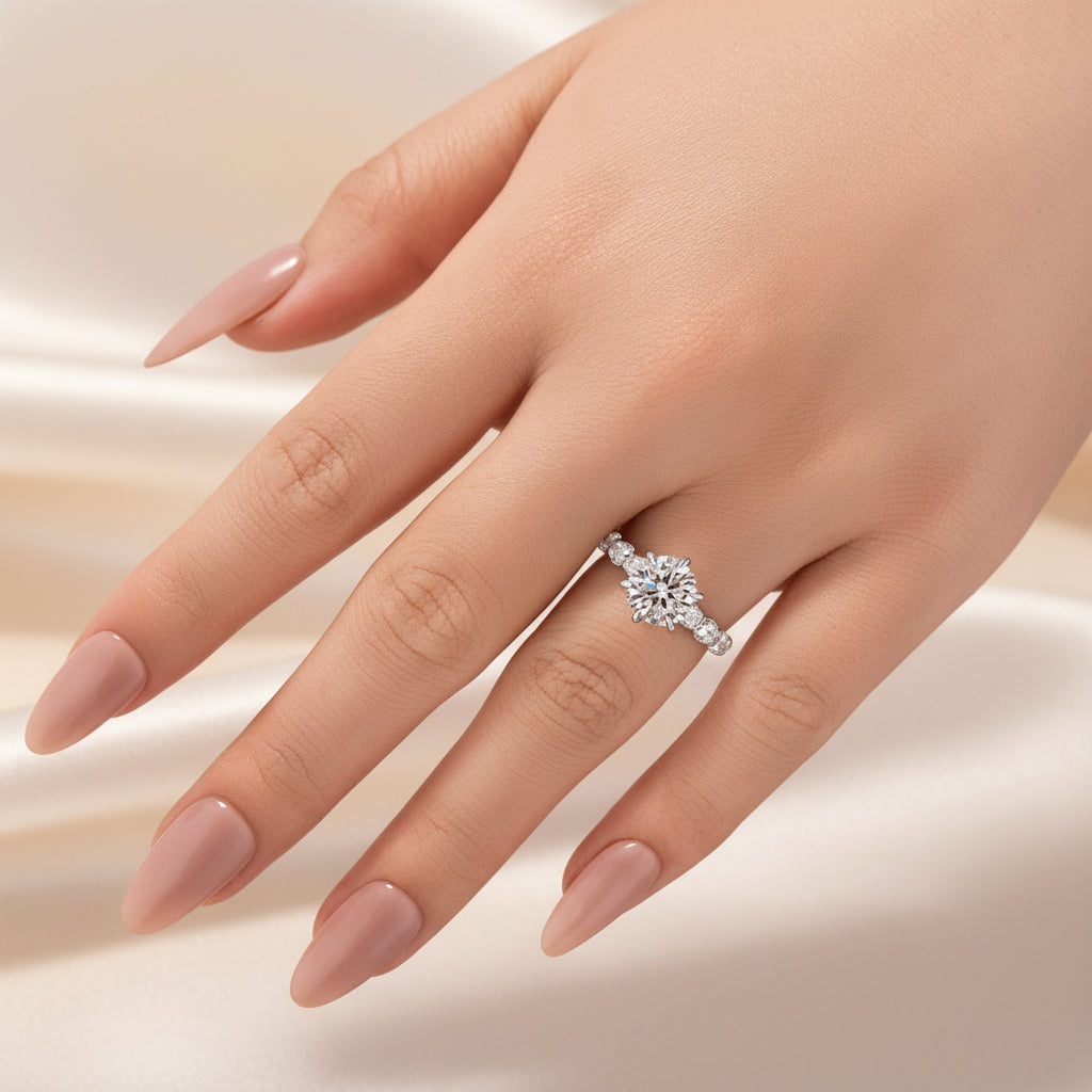 Aurevyn Moissanite 2.0 Ct 6 Prong Round Cut White Gold Engagement Ring