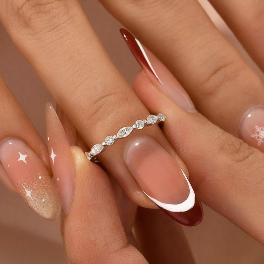 Aurevyn 0.55 Ct Marquise-Round White Gold Wedding Band