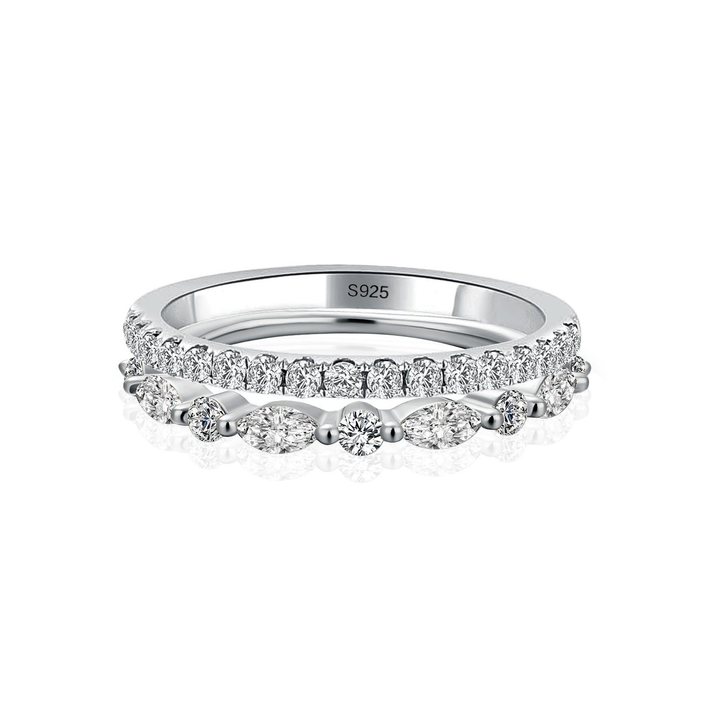 Aurevyn Eternity Stackable Moissanite Diamonds Wedding Band Set