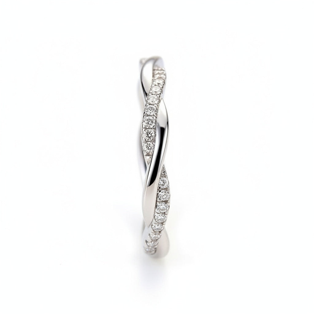 Aurevyn 0.3 Ct Round Cut Pave White Gold Wedding Band