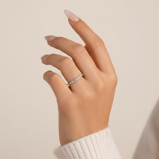 Aurevyn 0.4 Ct Round Cut Half Eternity Thin Women's Wedding Band