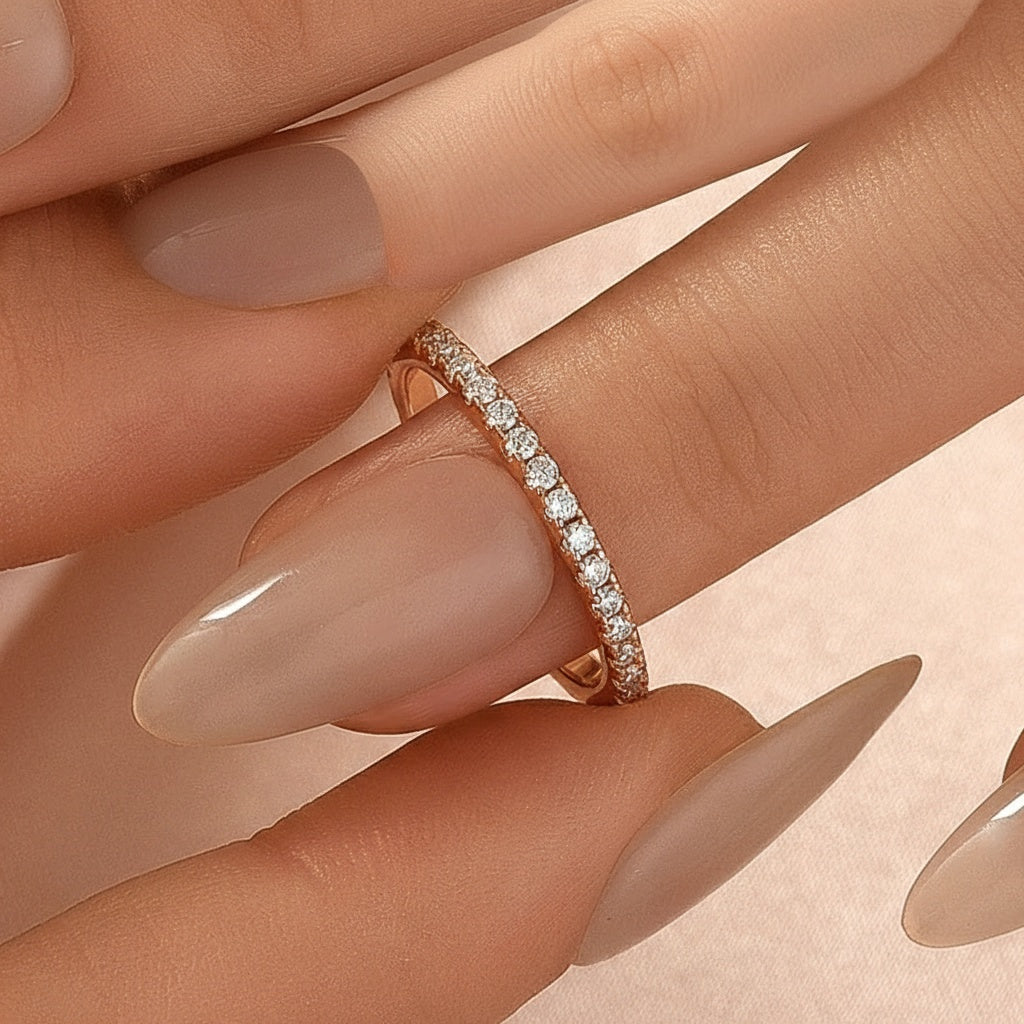 Aurevyn 0.5 Ct Rose Gold Full Eternity Thin Wedding Band For Women