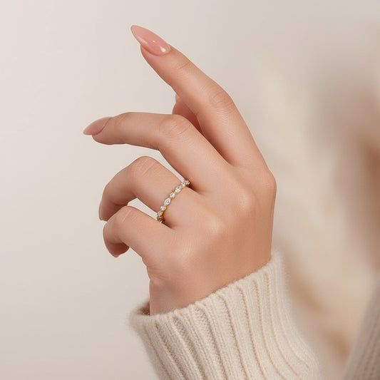Aurevyn 0.55 Ct Marquise-Round Yellow Gold Wedding Band