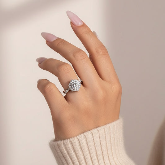 Aurevyn 1.0 Ct Twist Flower Design Promise Bridal Ring
