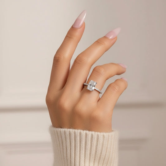 Aurevyn 1.0 Ct~3.5 Ct Radiant Cut White Gold Engagement Ring For Women