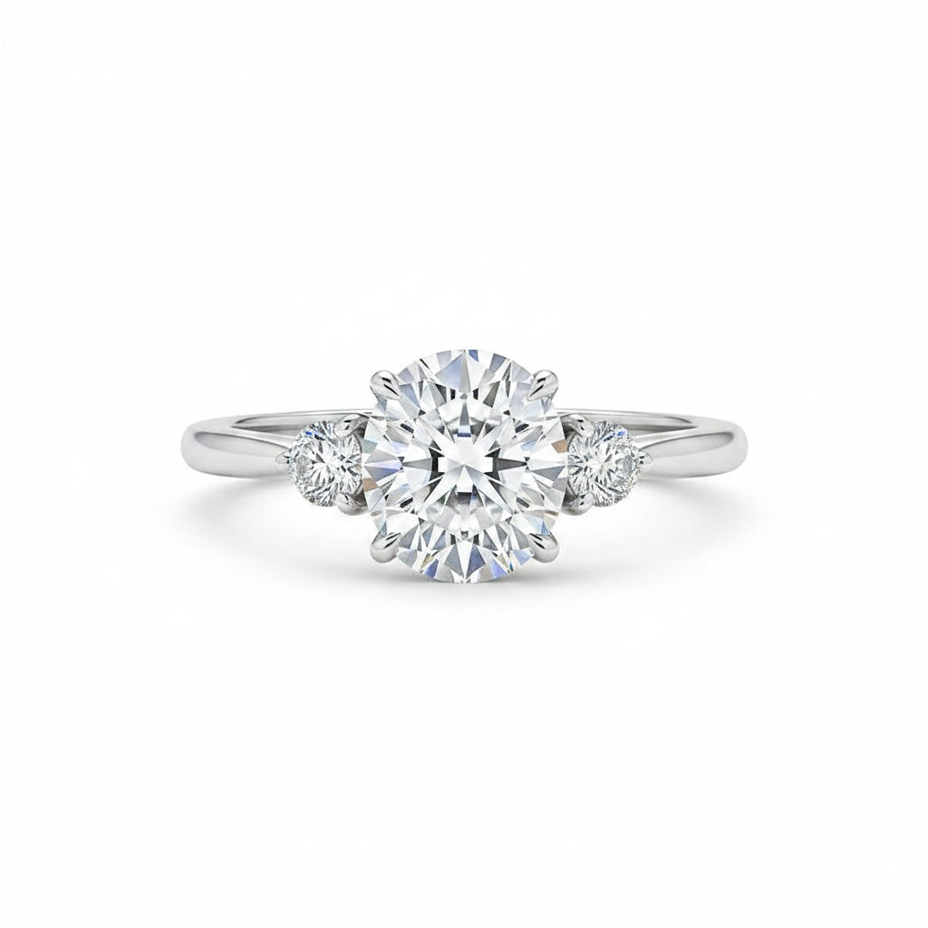 Aurevyn 1.0Ct Three Stone Round Cut Moissanite Ring in S925 Sterling Silver