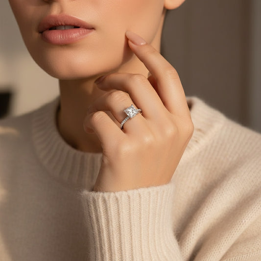 Aurevyn 2.0 Ct ~3.0 Ct Square Princess Cut Bridal Ring
