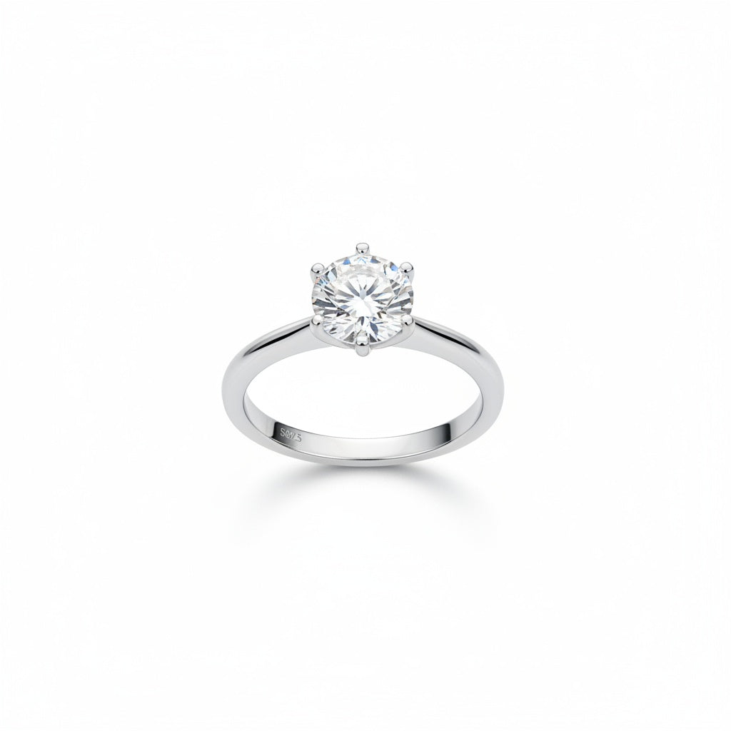 Aurevyn 2.0 Ct ~3.0Ct Round Cut 6 Prong White Gold Engagement Ring