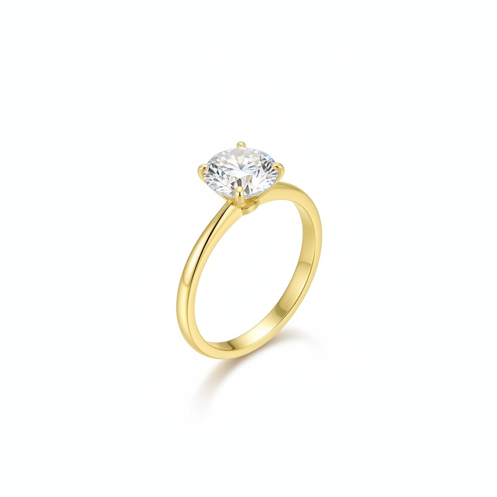 Aurevyn 2.0 Ct ~4.0Ct Round Cut Yellow Gold Promise Ring
