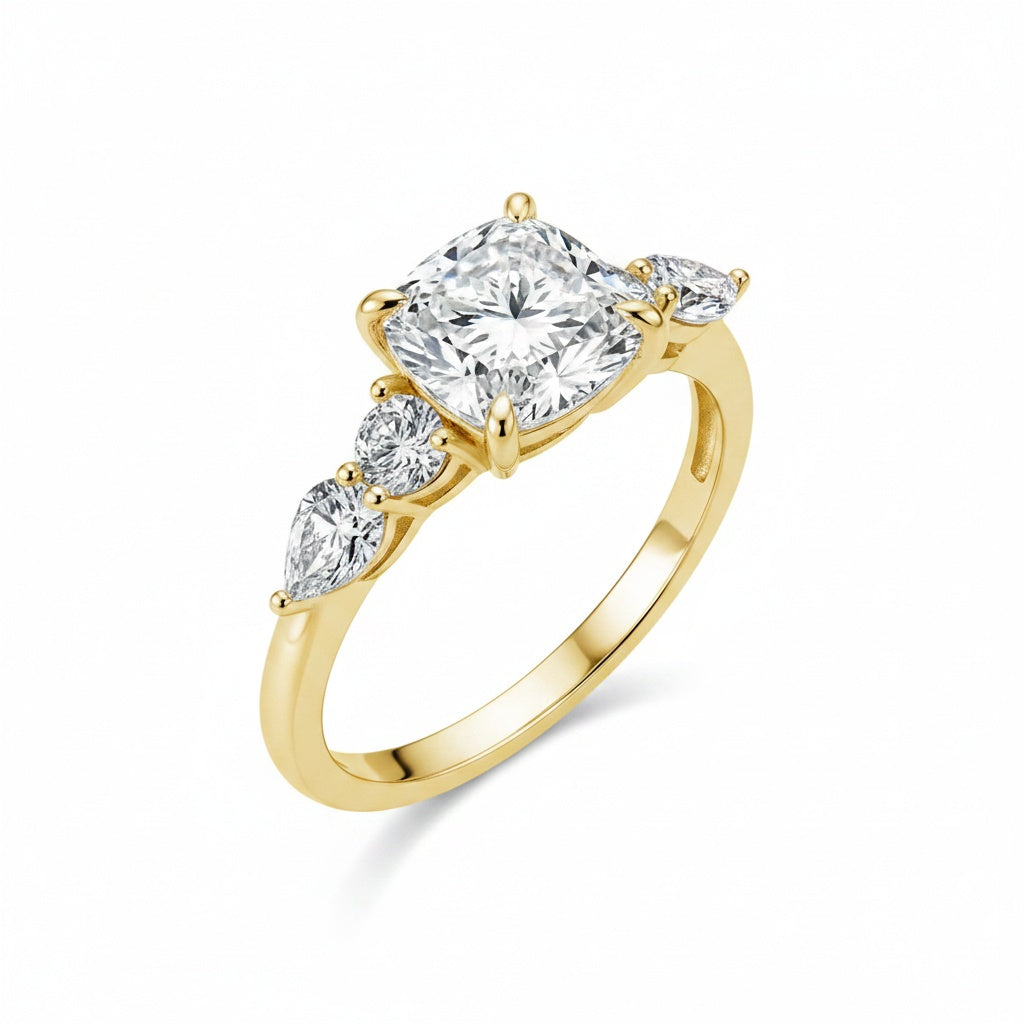 Aurevyn 2.0 Ct Cushion Yellow Gold Bridal Ring