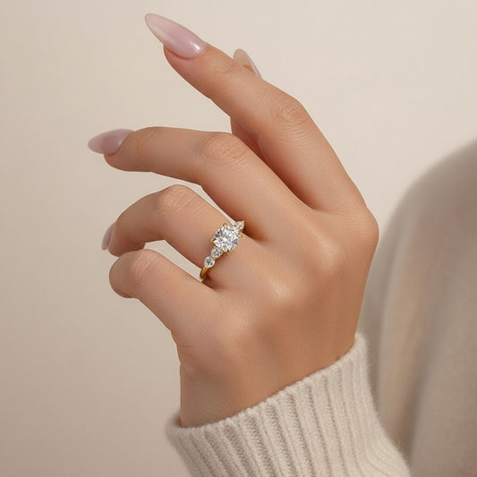 Aurevyn 2.0 Ct Cushion Yellow Gold Bridal Ring