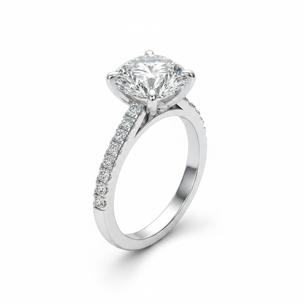 Aurevyn 2.0 Ct Hidden Halo Round Cut White Gold Engagement Ring