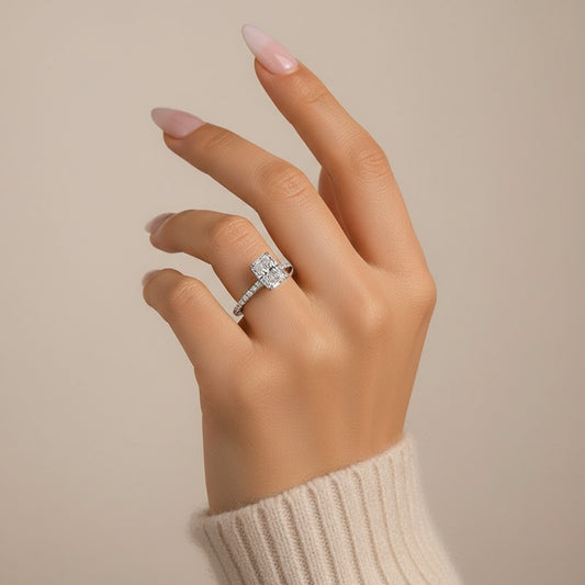 Aurevyn 2.0 Ct Radiant Cut White Gold Engagement Ring