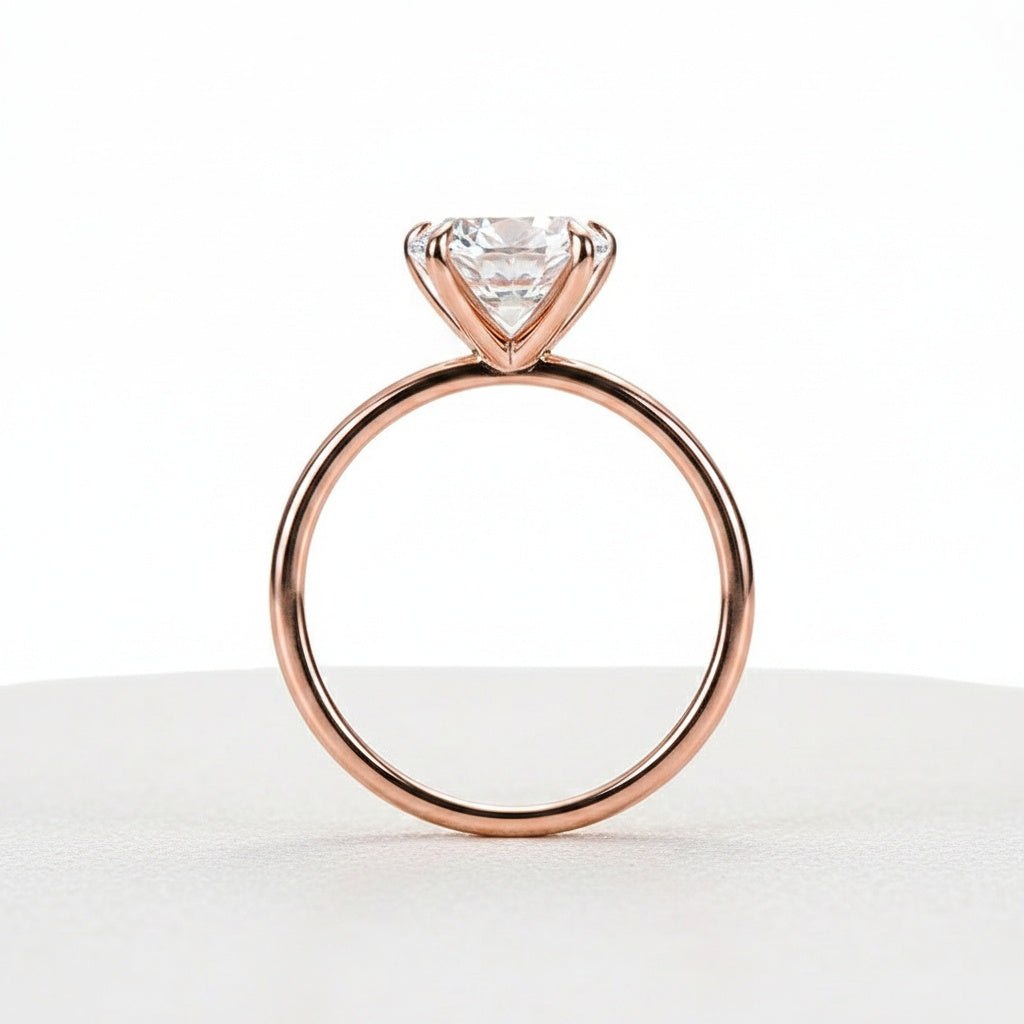 Aurevyn 2.0 Ct Round Cut 6 Prong Rose Gold Engagement Ring