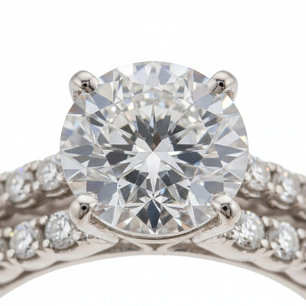 Aurevyn 2.0 Ct Round Cut White Gold Wedding Ring Set With Eternity Wedding Band