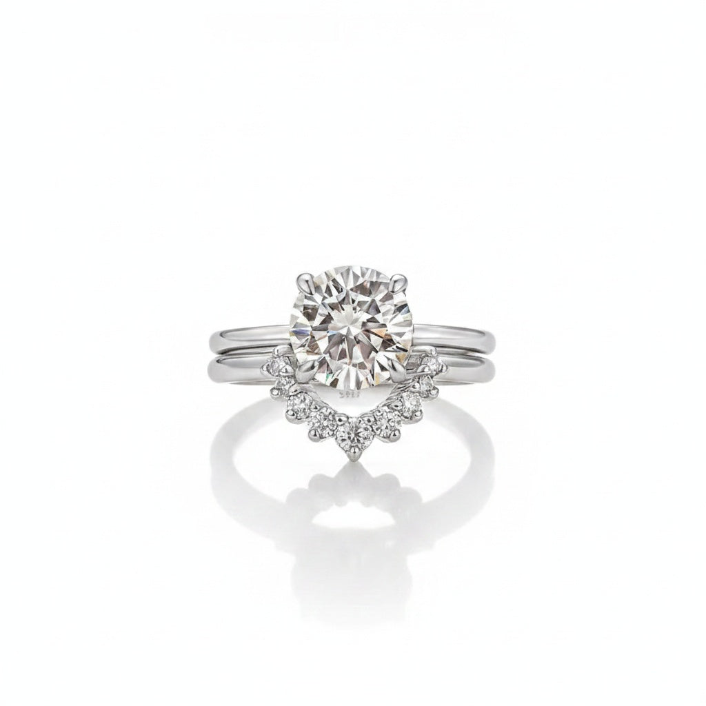 Aurevyn 2.0 Ct Round Cut White Gold Wedding Ring Set