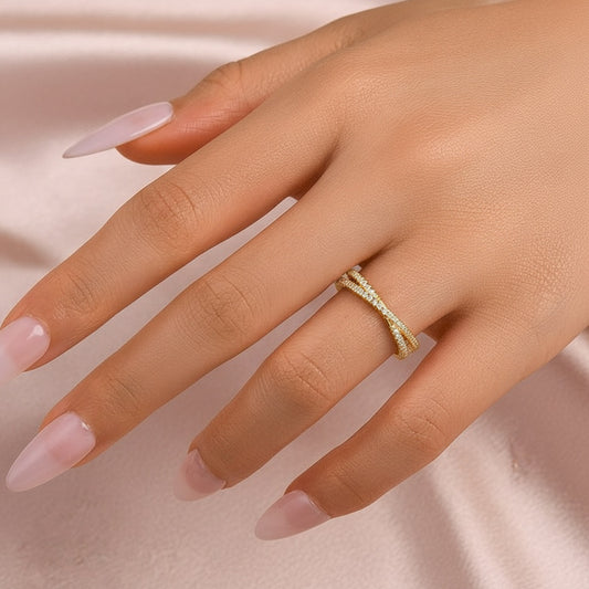 Aurevyn 2.0 Ct X Criss Cross Wedding Band For Women