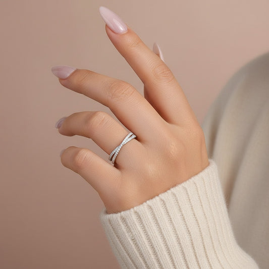 Aurevyn 2.0 Ct X Criss Cross White Gold Wedding Band