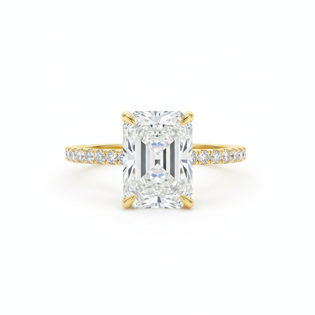 Aurevyn 2.0 Ct~3.5 Ct Radiant Cut Yellow Gold Engagement Ring For Women