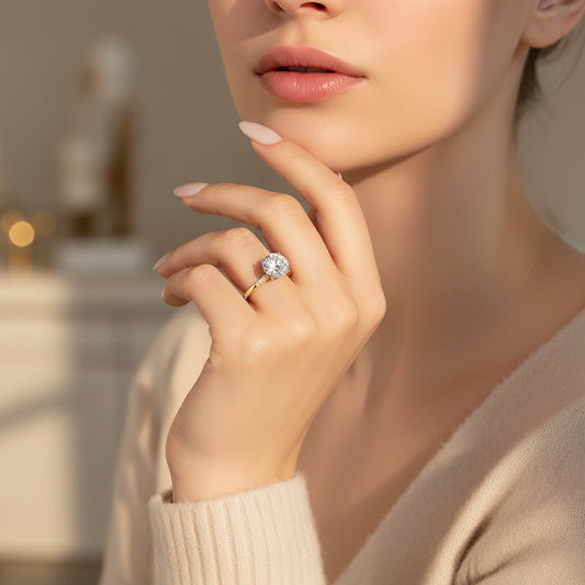 Aurevyn 2.0Ct Round Cut Elegant Two-tone Engagement Ring