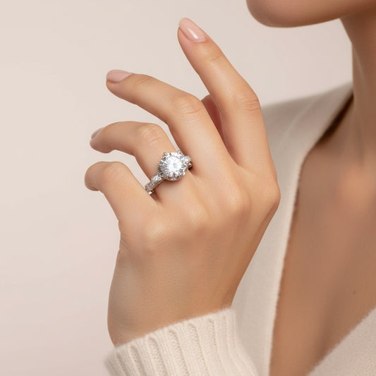 Aurevyn 2.0Ct Round Cut Twist White Gold Promise Bridal Ring