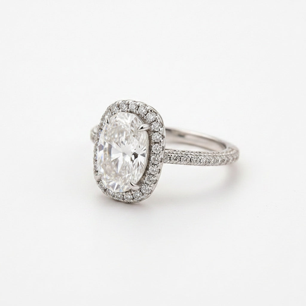 Aurevyn 2.5 Ct Halo Oval Cut Promise Ring For Women
