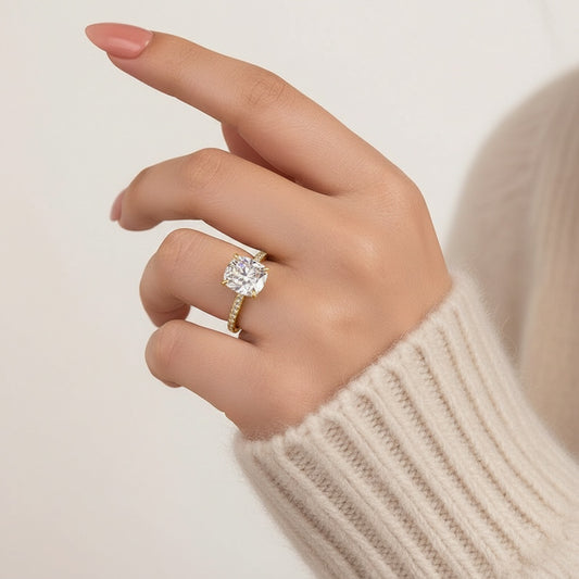 Aurevyn 3.0 Ct Cushion Cut Yellow Gold Engagement Ring For Women