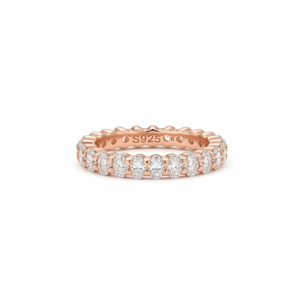 Aurevyn 3.0 Ct Oval Cut Full Rose Gold Wedding Band for Women