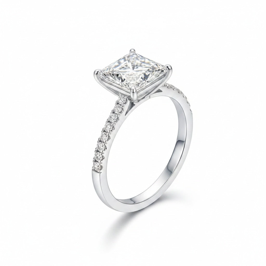 Aurevyn 3.0 Ct Square Princess Cut White Gold Bridal Ring