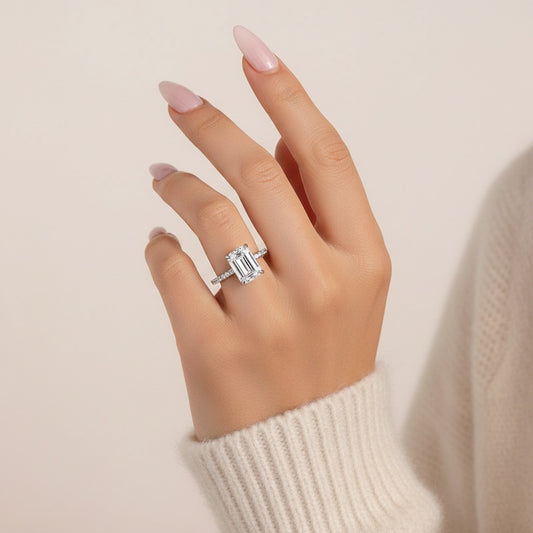 Aurevyn 3.5 Ct Emerald Cut Engagement Ring For Women