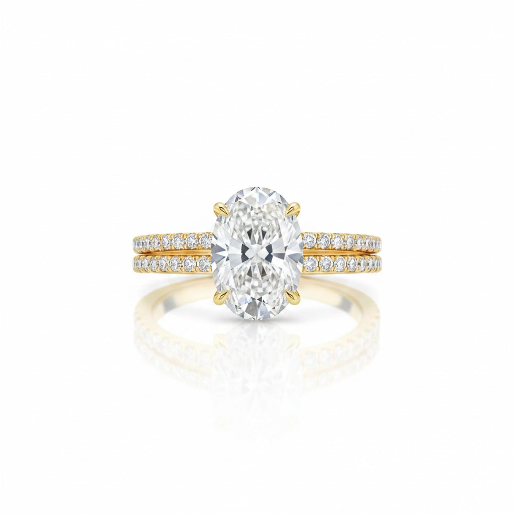 Aurevyn 4.0 Ct ~ 5.5 Ct Oval Cut Yellow Gold Wedding Ring For Women