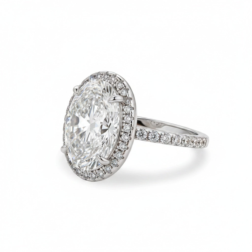 Aurevyn 4.0 Ct Oval Cut Halo White Gold Engagement Ring