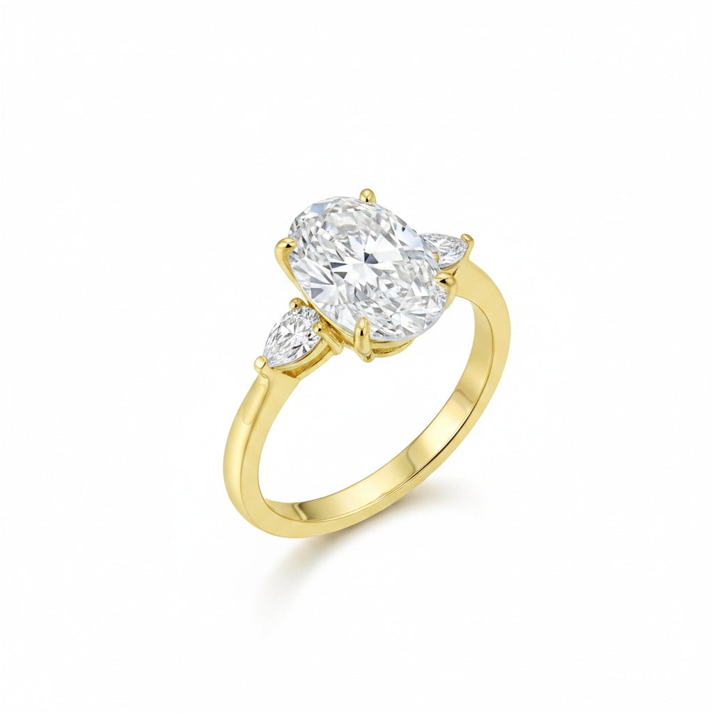 Aurevyn 4.0 Ct Oval Cut Yellow Gold Promise Ring