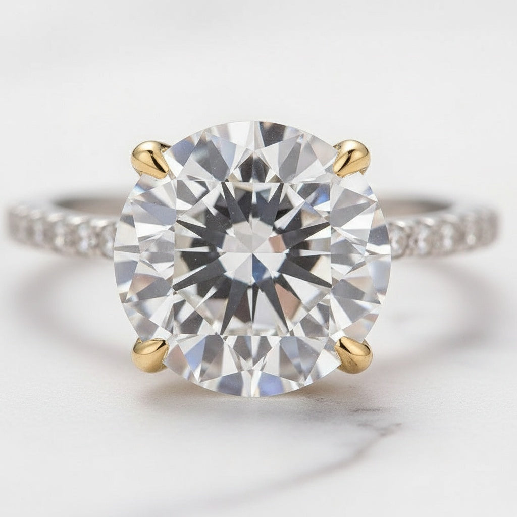Aurevyn 4.0 Ct Round Cut Moissanite Diamond Wedding Ring with Twist Bands