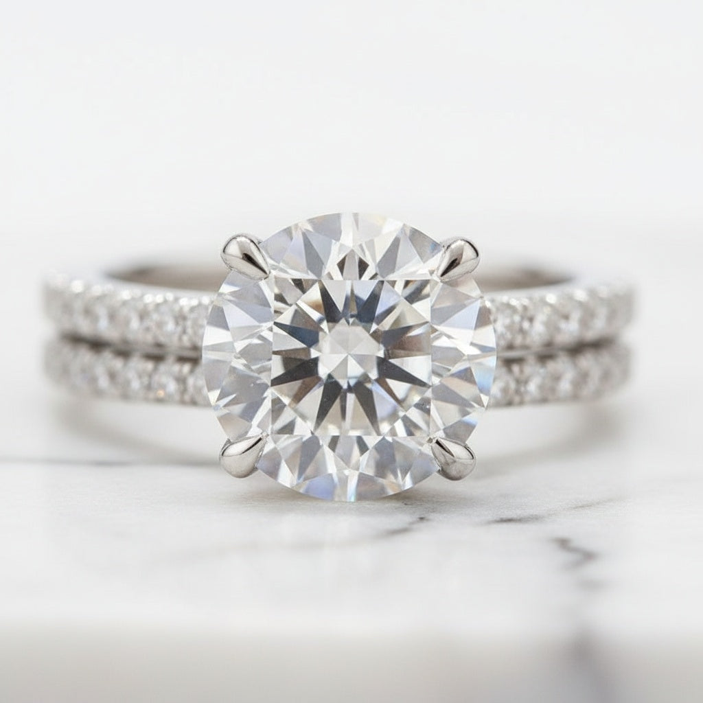 Aurevyn 4.0 Ct Round Cut White Gold Moissanite Diamond Wedding Ring