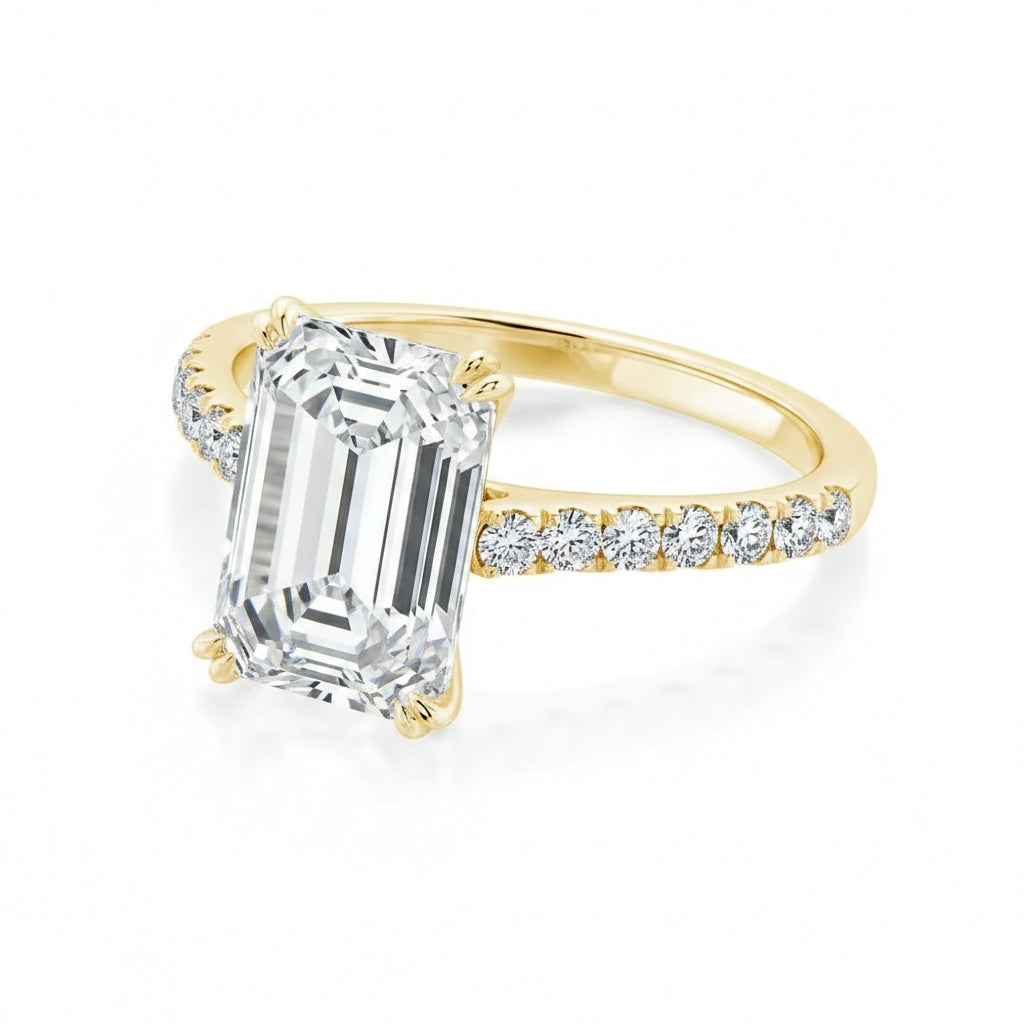 Aurevyn 4.5 Ct Emerald Cut Yellow Gold Engagement Ring