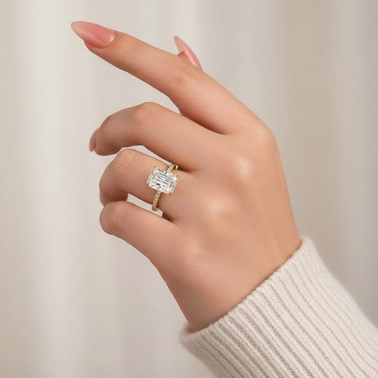 Aurevyn 4.5Ct Radiant Cut Yellow Gold Travel Promise Ring
