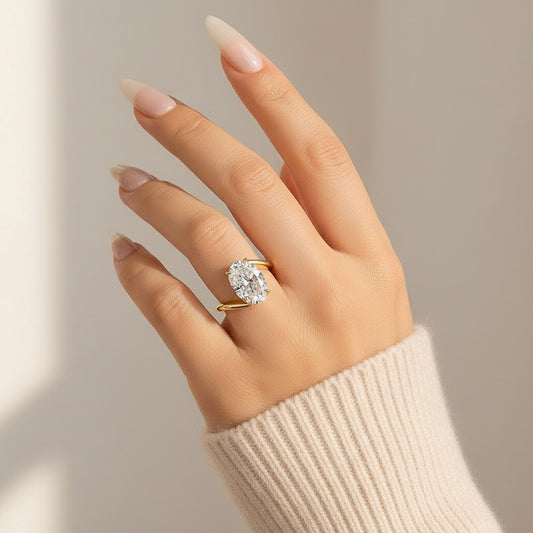 Aurevyn Bypass 2.0Ct/5.5 Ct Oval Cut Solitaire Engagement Ring In 925 Sterling Silver