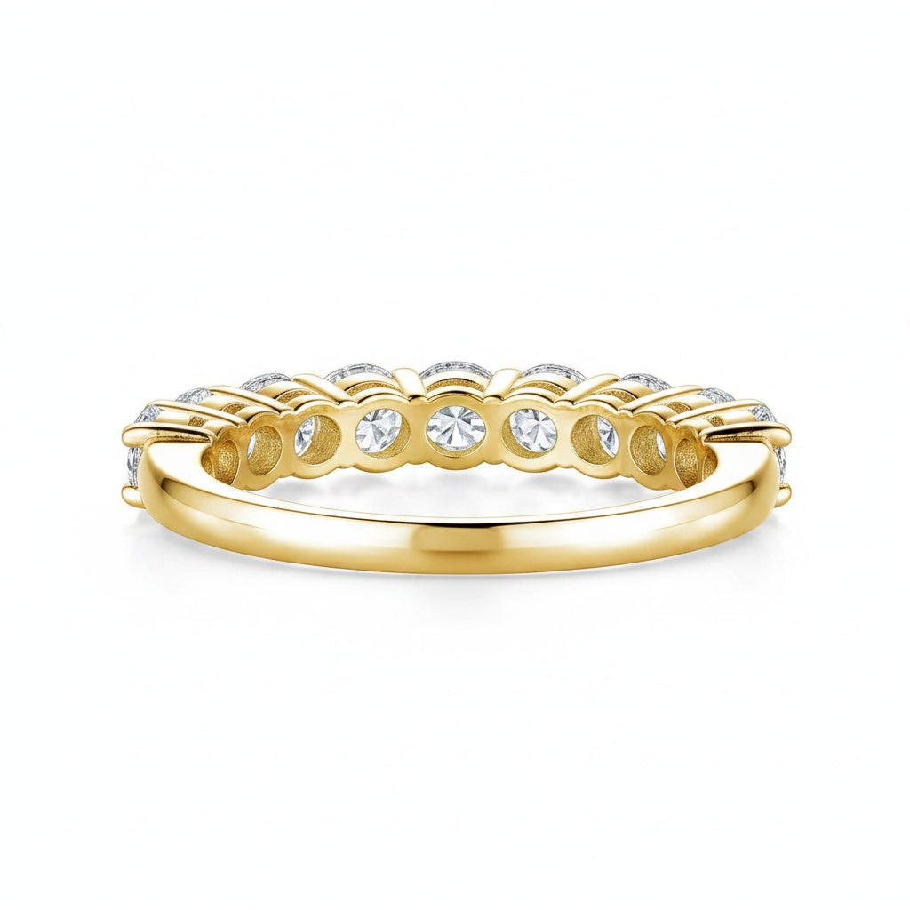 Aurevyn Moissanite 0.7Ct Round Cut Yellow Gold Women's Wedding Band