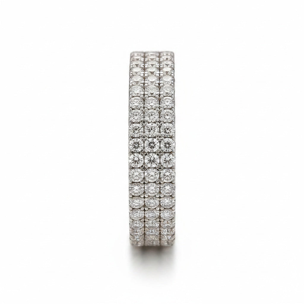 Aurevyn Moissanite 2.0Ct Classic Round Cut Wide Wedding Band In Sterling Silver