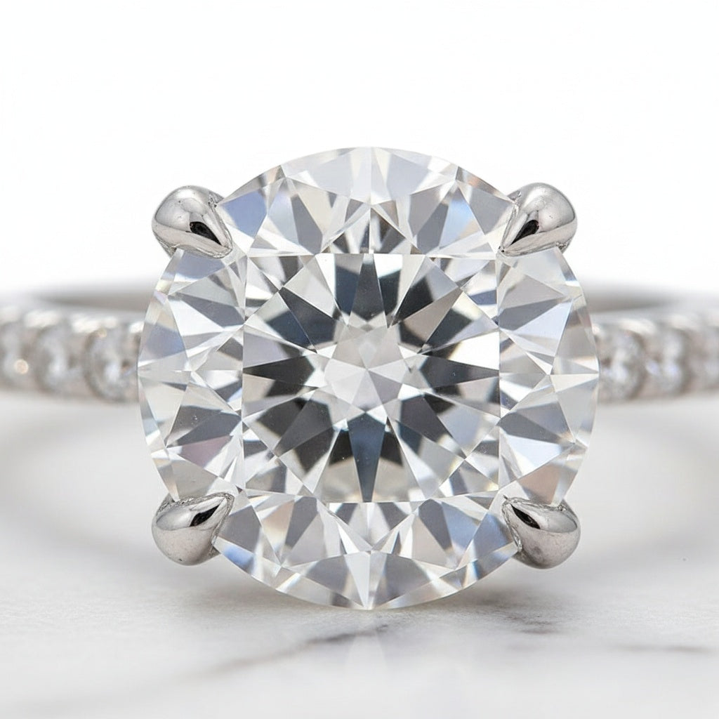 Aurevyn Moissanite 2.0Ct~4.0Ct Round Cut White Gold Wedding Ring Set