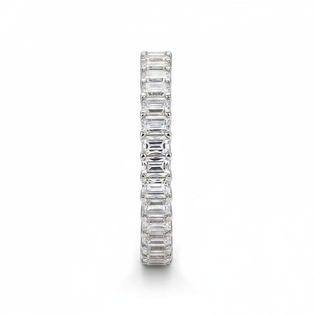 Aurevyn Moissanite 2.5 Ct Emerald Cut Eternity White Gold Wedding Band