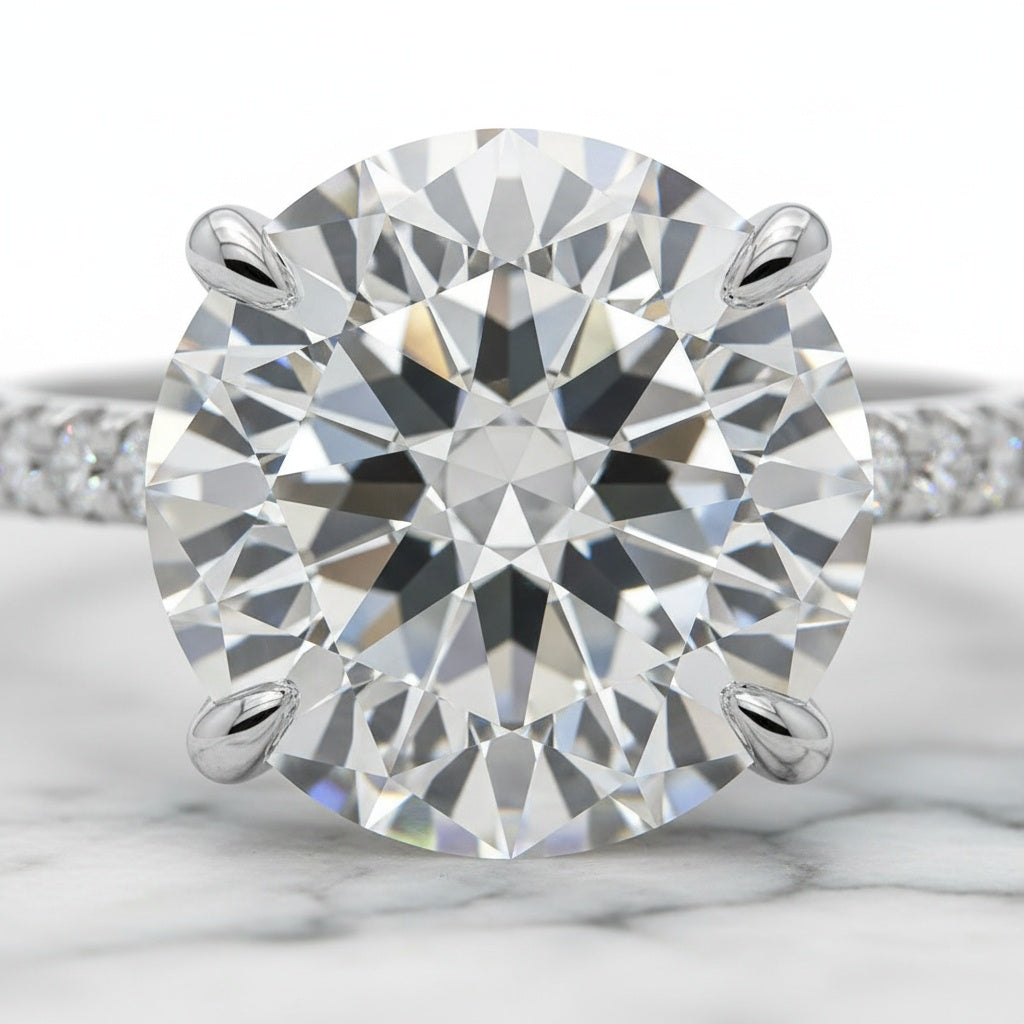 Aurevyn Moissanite 3.0Ct Round Cut White Gold Bridal Wedding Ring Set